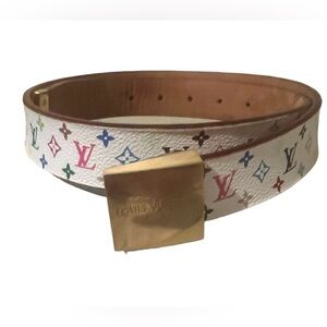 Louis Vuitton Murakami Multicolor White Belt w/COA